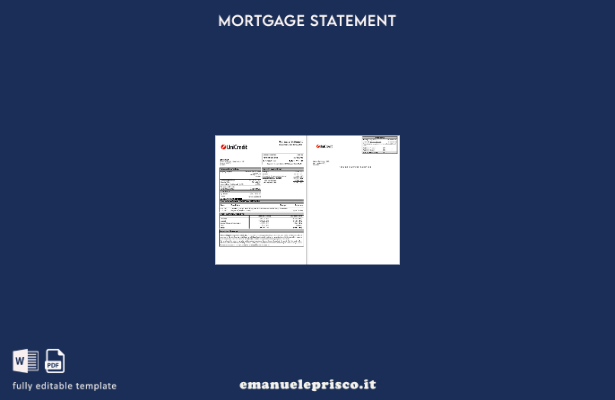 modello di estratto conto mutuo bancario Romania Unicredit in stile verificato i
